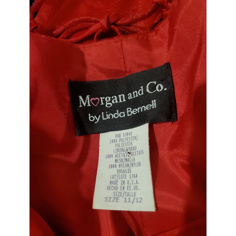 Vtg Y2K Morgan & Co Velvet Glitter Stars Gown 11/12 Red Black Prom Formal Goth - Picture 10 of 15